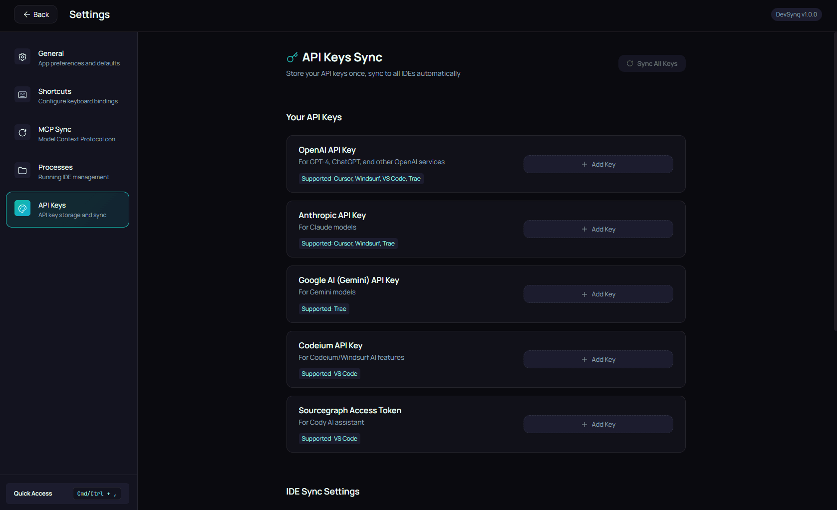 Store API Keys Once screenshot